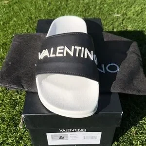 Valentino | Shoes | New Valentino Monochrome Logo Slides Sz 